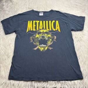 Vintage Y2K '00 Metallica Men's L Pushead Logo Tee Distressed Band T-Shirt